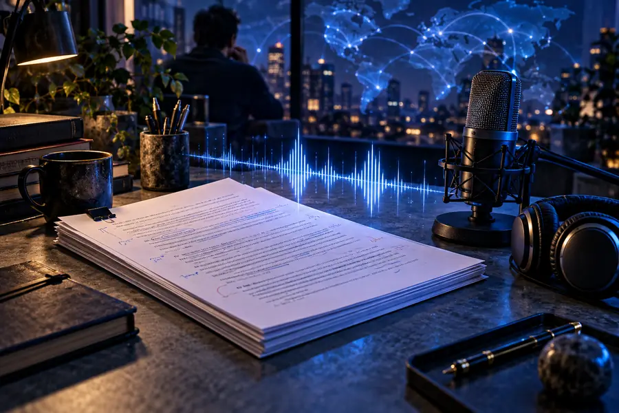 Written script prepared for text-to-speech conversion